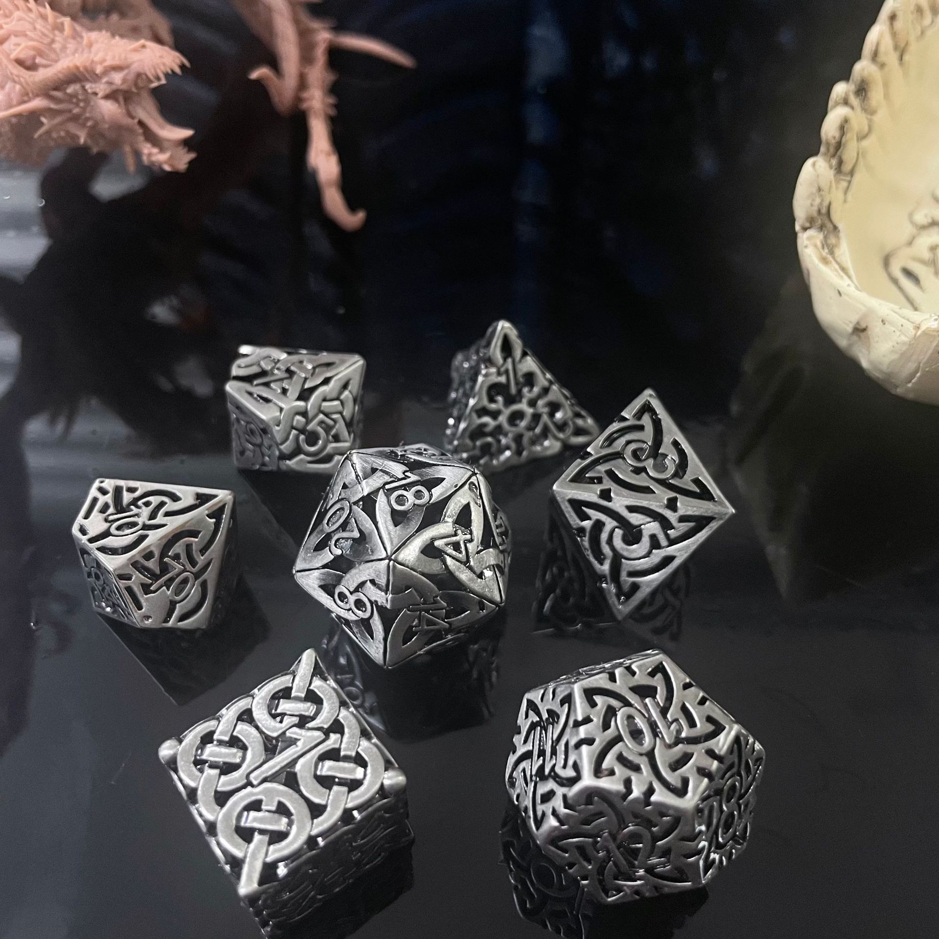 7 Pcs Cosplay D4-D20 DND Brass - Board Game Land review and price