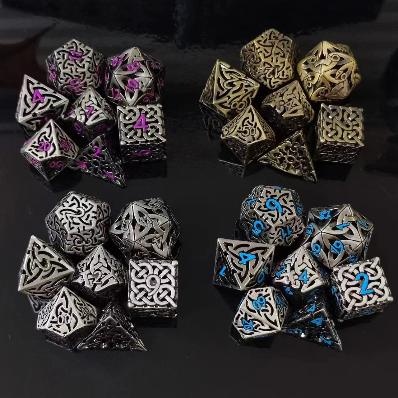 7 Pcs Cosplay D4-D20 DND Brass - Board Game Land review and price