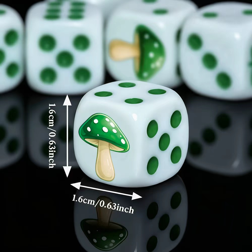 6Pcs Cute Green Mushroom D6 Di - Board Game Night review and price