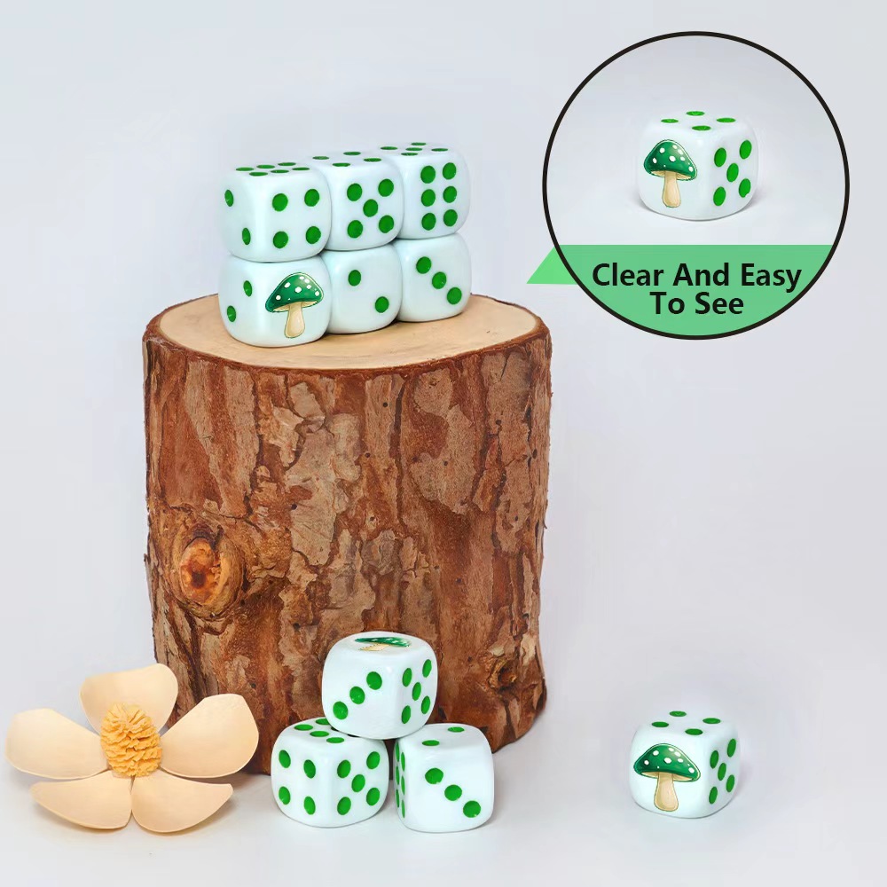 6Pcs Cute Green Mushroom D6 Di - Board Game Night review and price