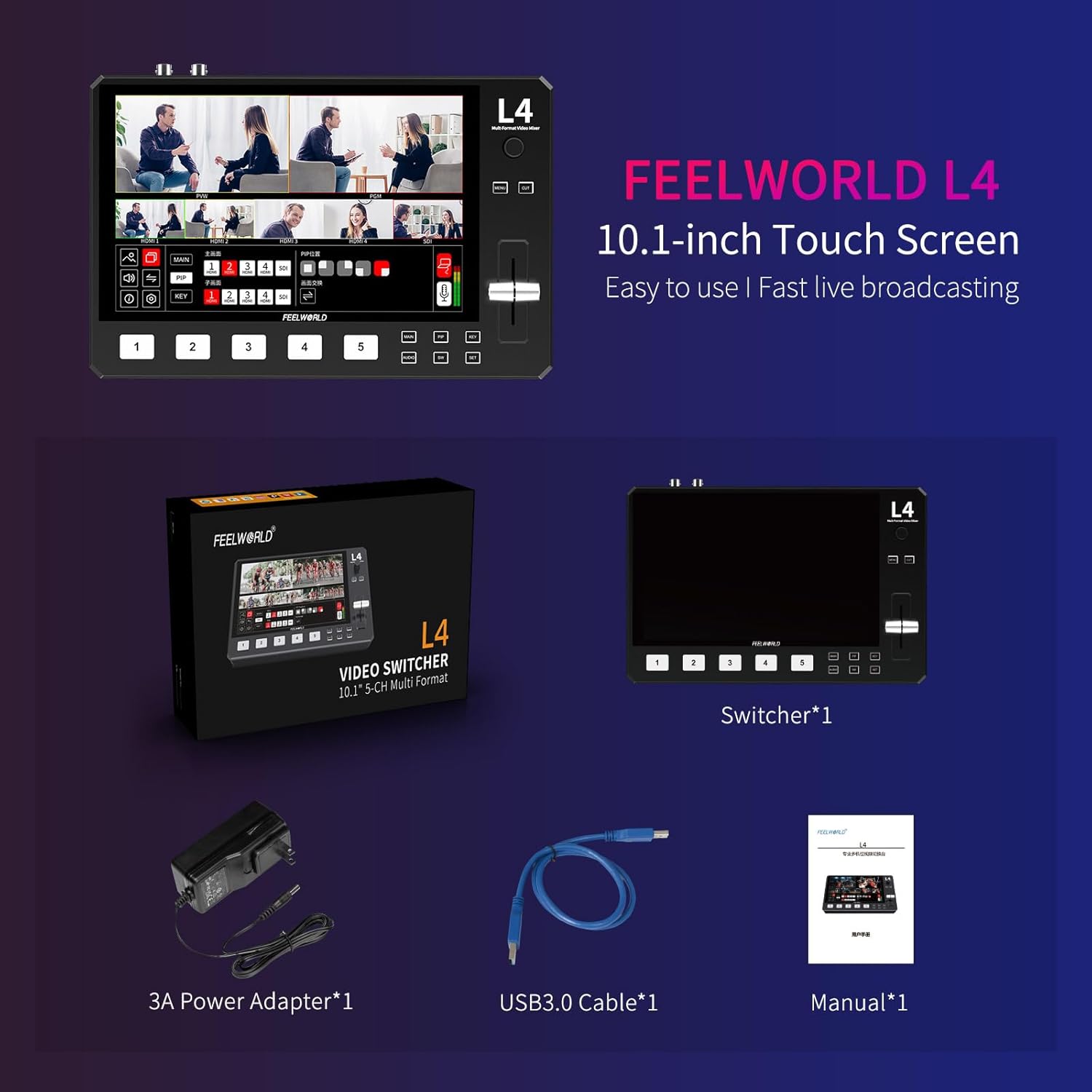 10.1 Touch Screen FEELWORLD L4 - Board Game For 5 Players review and price